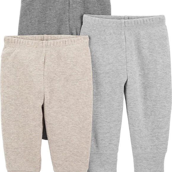 3-Pack Soft Thermal Pants for Babies 0-3 Months - Effortless Pull-On Design - Picture 1 of 6